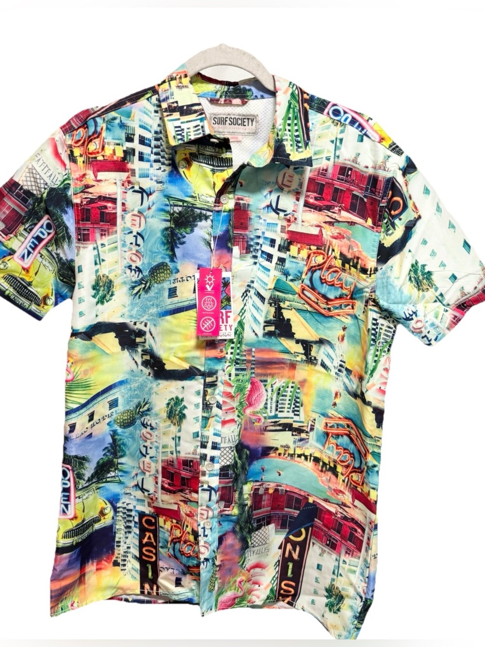 Surf Society Men’s Multicolor Printed Short Sleeve Shirt